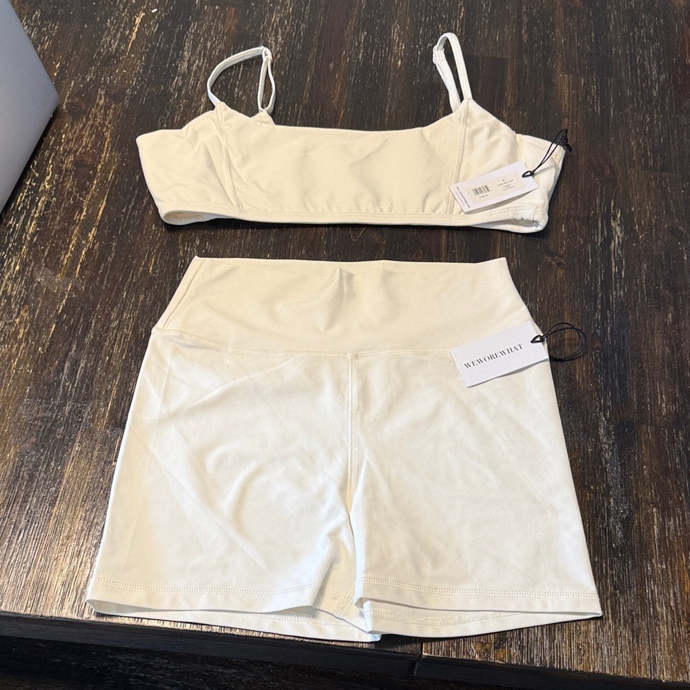 WeWoreWhat Cream Bralette and Shorts Set
